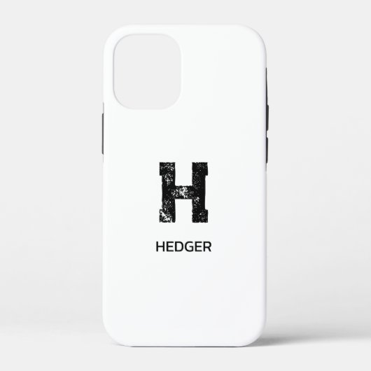 MINIMALISTISCHE ZWARTE EN LETTER MONOGRAM NAAM WIT Case-Mate iPhone CASE (Achterkant)