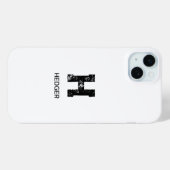 MINIMALISTISCHE ZWARTE EN LETTER MONOGRAM NAAM WIT Case-Mate iPhone CASE (Achterkant (horizontaal))