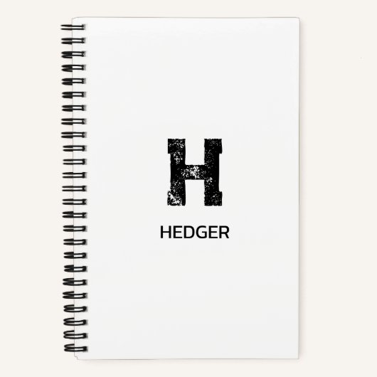 MINIMALISTISCHE ZWARTE EN LETTER MONOGRAM NAAM WIT NOTITIEBOEK (Voorkant)