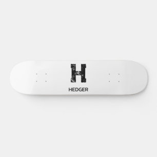 MINIMALISTISCHE ZWARTE EN LETTER MONOGRAM NAAM WIT PERSOONLIJK SKATEBOARD