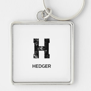 MINIMALISTISCHE ZWARTE EN LETTER MONOGRAM NAAM WIT SLEUTELHANGER