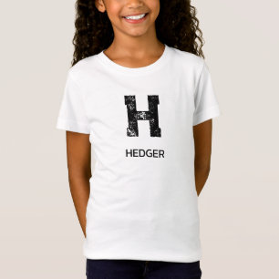 MINIMALISTISCHE ZWARTE EN LETTER MONOGRAM NAAM WIT T-SHIRT
