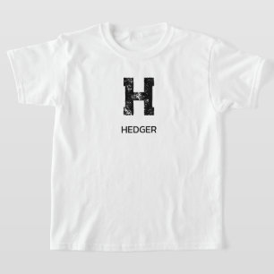 MINIMALISTISCHE ZWARTE EN LETTER MONOGRAM NAAM WIT T-SHIRT