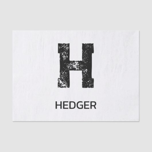 MINIMALISTISCHE ZWARTE EN LETTER MONOGRAM NAAM WIT TISSUEPAPIER (Voorkant)