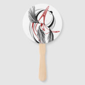 Minimalistische zwarte en rode vleugel lijn kunst  handwaaier (Voorkant)