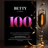 Minimalistische zwarte en roze 100e verjaardag kaart