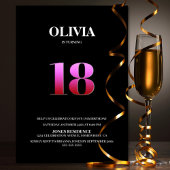 Minimalistische zwarte en roze 18e verjaardag kaart