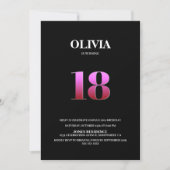 Minimalistische zwarte en roze 18e verjaardag kaart (Voorkant)