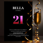 Minimalistische zwarte en roze 21ste verjaardag kaart