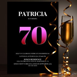 Minimalistische zwarte en roze 70ste verjaardag kaart