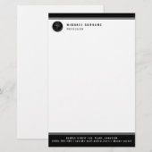 Minimalistische zwarte en witte aangepaste logo en briefpapier (Voorkant / Achterkant)