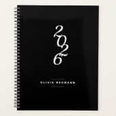 Minimalistische zwarte en witte aangepaste naam planner (Voorkant)
