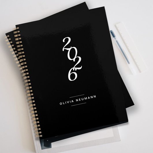 Minimalistische zwarte en witte aangepaste naam planner