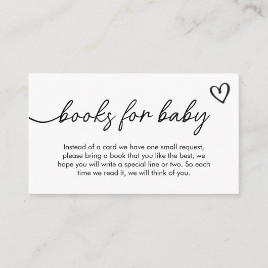Minimalistische zwarte en witte boeken voor Baby Informatiekaartje (Achterkant)