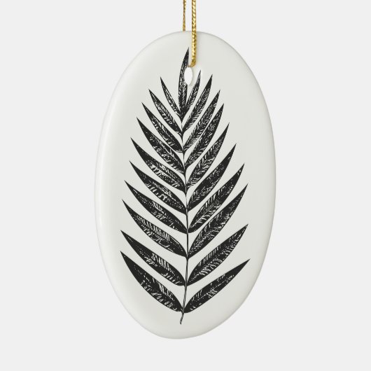 Minimalistische zwarte en witte botanische Natuur  Keramisch Ornament (Rechts)