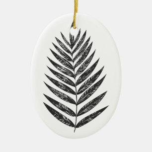 Minimalistische zwarte en witte botanische Natuur  Keramisch Ornament