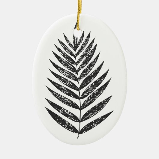 Minimalistische zwarte en witte botanische Natuur  Keramisch Ornament (Voorkant)