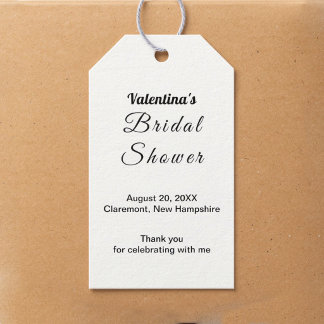 Minimalistische zwarte en witte bruidsfeest favor cadeaulabel