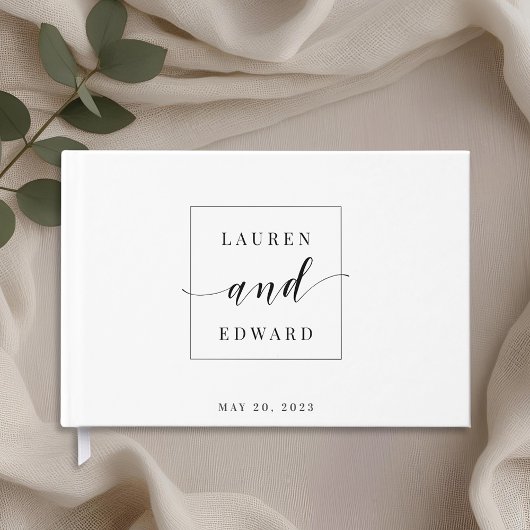 Minimalistische Zwarte en Witte Bruiloft Gastenboek