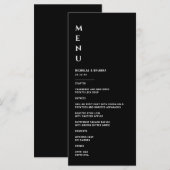 Minimalistische Zwarte en Witte Bruiloft Menu (Voorkant / Achterkant)