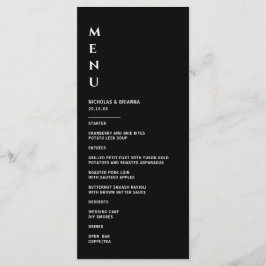 Minimalistische Zwarte en Witte Bruiloft Menu
