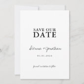 Minimalistische Zwarte en Witte Bruiloft Save The Date (Voorkant)
