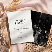 Minimalistische Zwarte en Witte Bruiloft Save The Date