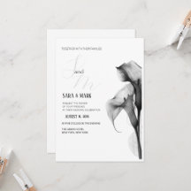 Minimalistische Zwarte en Witte Calla Lelie Trouw