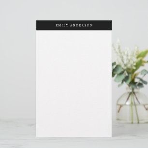 Minimalistische Zwarte en Witte Elegante Monogram Briefpapier