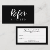 Minimalistische zwarte en witte elegante script aanbevelingskaartje (Voorkant / Achterkant)