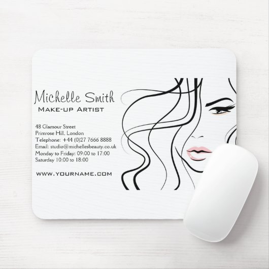 Minimalistische Zwarte en Witte Elegante Vrouwelij Muismat (Met muis)