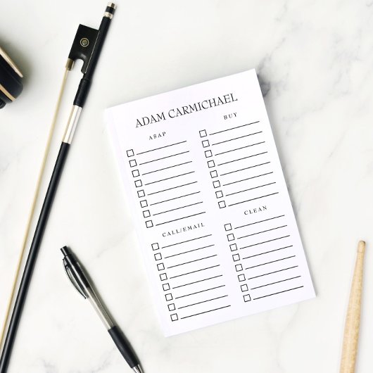 Minimalistische zwarte en witte georganiseerde din post-it® notes