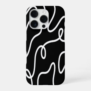 Minimalistische Zwarte en Witte Golflijn Kunst Abs iPhone 16 Pro Hoesje