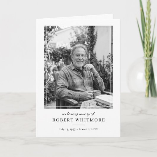 Minimalistische zwarte en witte herdenking programma (Voorkant)