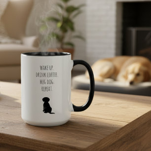 Minimalistische zwarte en witte honden silhouet mok