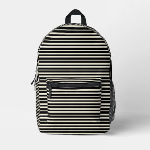 Minimalistische zwarte en witte horizontale strepe bedrukte rugzak