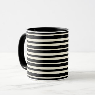 Minimalistische zwarte en witte horizontale strepe mok
