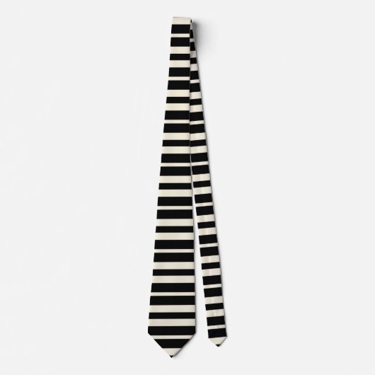 Minimalistische zwarte en witte horizontale strepe stropdas (Voorkant)