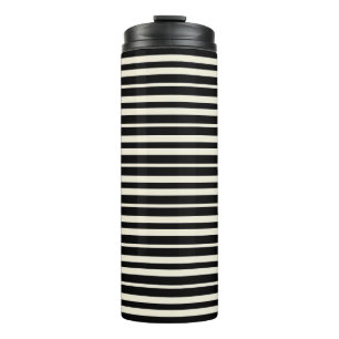 Minimalistische zwarte en witte horizontale strepe thermosbeker