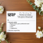 Minimalistische Zwarte en Witte Huwelijks RSVP Kaartje
