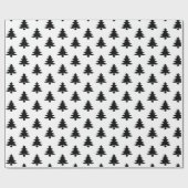 Minimalistische zwarte en witte kerstbomen cadeaupapier (Vlak)