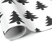 Minimalistische zwarte en witte kerstbomen cadeaupapier (Rol Hoek)