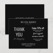 minimalistische zwarte en witte kortingskaart voor (Voorkant / Achterkant)