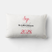 Minimalistische zwarte en witte kussen voor trouwa (Achterkant)