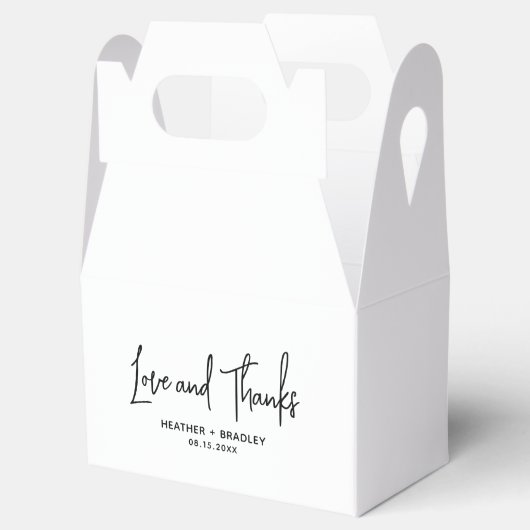 Minimalistische Zwarte en Witte Moderne Bruiloft Bedankdoosjes (Geopend)