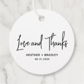 Minimalistische Zwarte en Witte Moderne Bruiloft Bedankjes Labels (Voorkant)