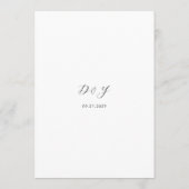 Minimalistische Zwarte en Witte Moderne Bruiloft Menu (Achterkant)