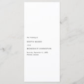 Minimalistische zwarte en witte moderne bruiloft menu (Achterkant)