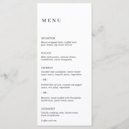 Minimalistische zwarte en witte moderne bruiloft menu