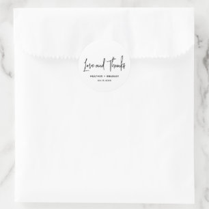 Minimalistische Zwarte en Witte Moderne Bruiloft Ronde Sticker